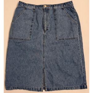 Covington Women's Denim Knee Length Skirt Sz 14 Light Wash Y2K